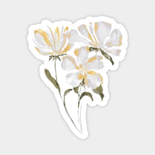 White and yellow flowers watercolor Magnet