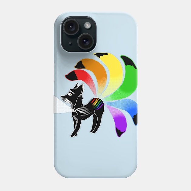 Prism Kitsune (solid black fill) Phone Case by VixenwithStripes