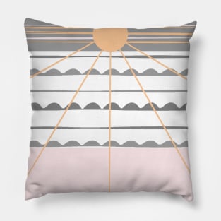 Sunset, sea,.1. sun, sun-art, beach,  spring, ocean, sunart, summer, vector. Pillow