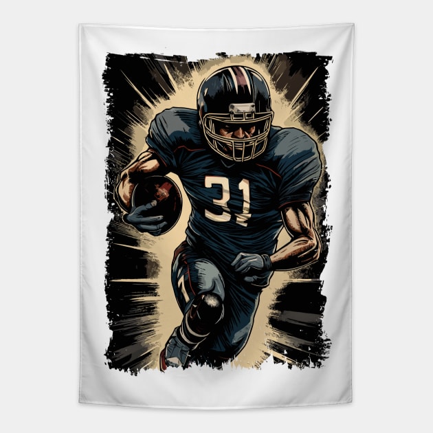 ✪ Football Player Portrait ☛ Abstract Vector Art Illustration Tapestry by Naumovski