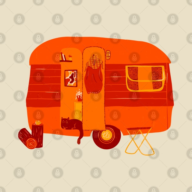 Retro Camper Cat by braveleopard