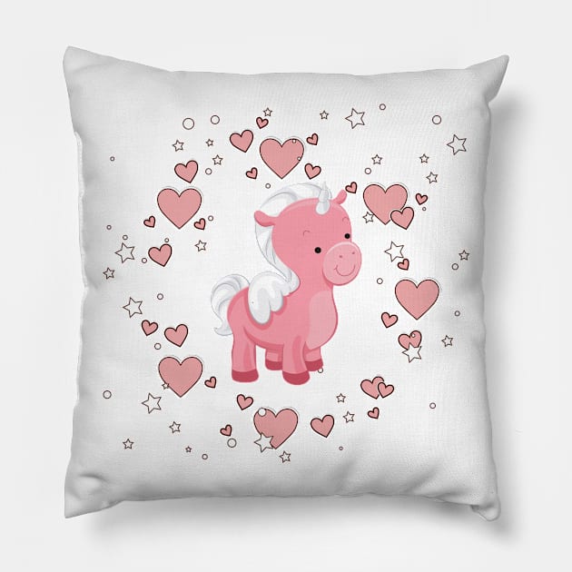 Unicorn Full of Hearts Pillow by After Daylight Project