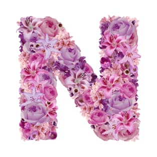 Pink Floral Letter N T-Shirt