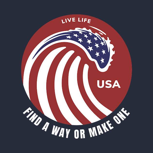 Surfing American Flag - The Wave by Live Life Motivated