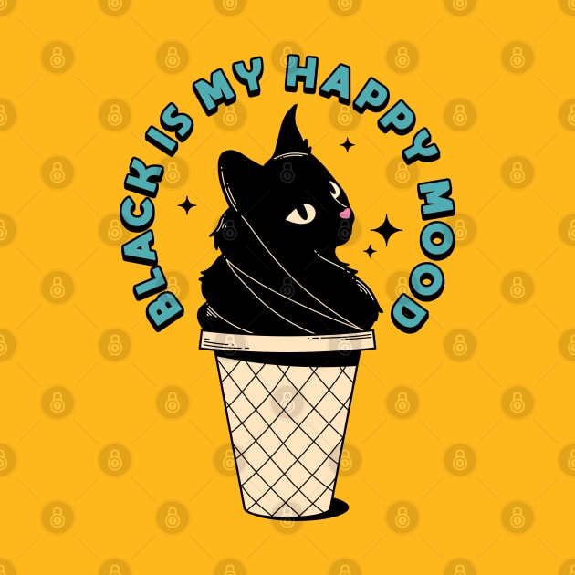 Ice Cream Black Cat in pink by The Charcoal Cat Co.