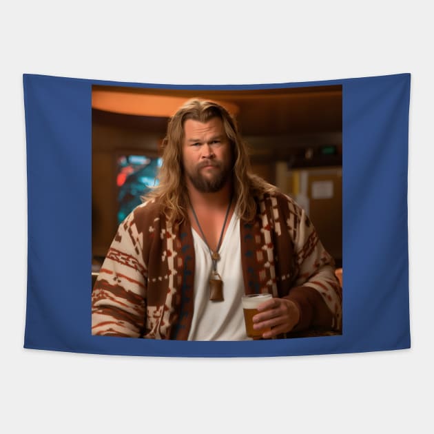 Fat Thor Dude Tapestry by Grassroots Green