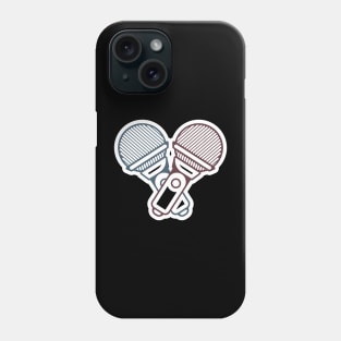 Microphone Sticker Logo for broadcast and show. Technology object icon concept. Musical element for singing sticker design logo. Phone Case