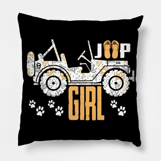 Jeep girl Cute Flower Jeep Flip Flops Jeep Men/Women/Kid Jeep Pillow by Oska Like