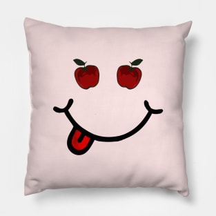 Red Apple & Smile in the shape of a face. Pillow