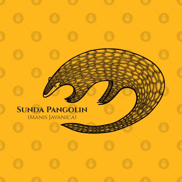 Pangolin with Common and Latin Names - detailed animal drawing by Green Paladin