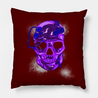 Steampunk Purple Skull Pillow