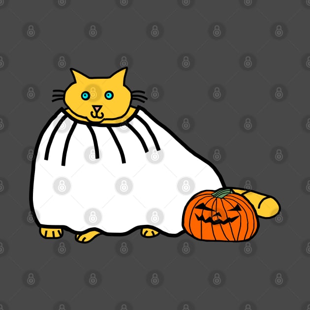 Chonk Cat Getting Ready for Halloween Horror by ellenhenryart