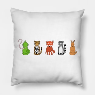 Exotic critter line-up Pillow