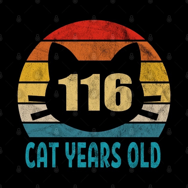 116 Cat Years Old Retro Style 25th Birthday Gift Cat Lovers by Blink_Imprints10