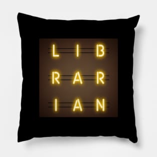 Librarian Neon Sign Boxed Typography Pillow