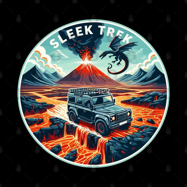 An Suv Crossing A Lava Field, Sleek Trek by Vehicles-Art