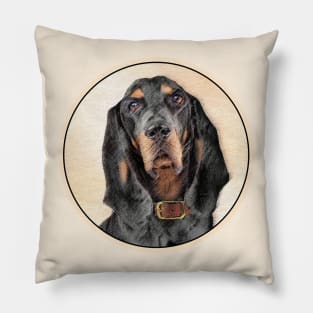 Black & Tan Coonhound Painting - Original Dog Art Pillow