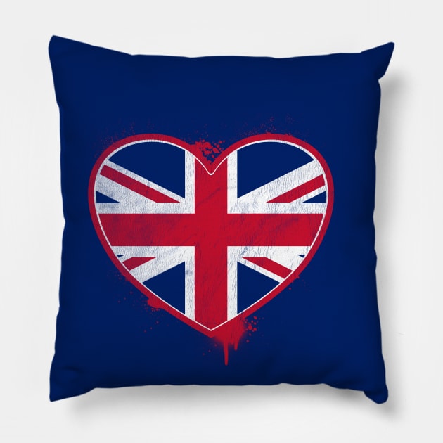 Heart Shaped UK Union Jack Flag Pillow by Hixon House