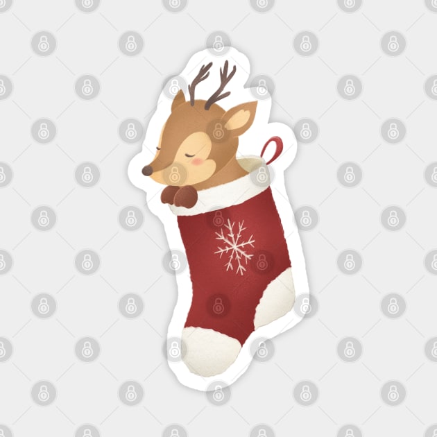 SLEEPY REINDEER Magnet by Catarinabookdesigns