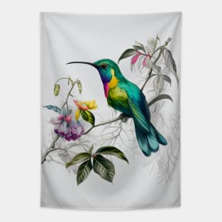 Vintage Hummingbird Illustration Tapestry