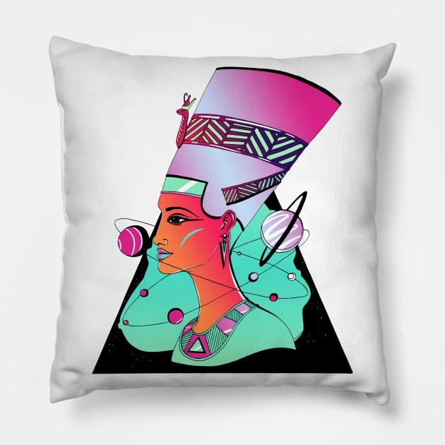 Blue Red Blend Nefertiti and The Stars Pillow by kenallouis