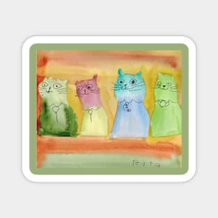 Celebratory Cats in Watercolors Magnet