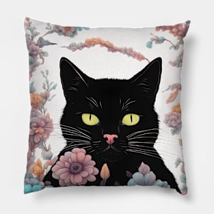 Aesthetic Black Cat Pillow