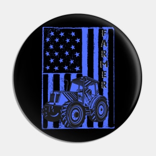 Vintage American flag tractor gift for farmer Pin