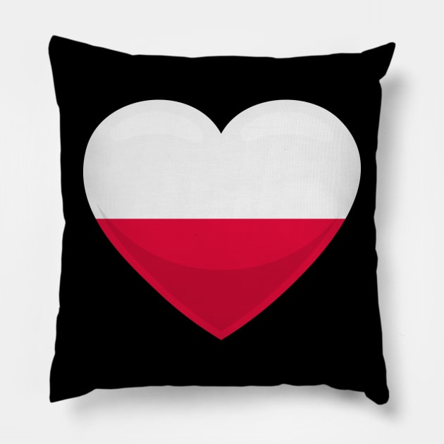 Poland Flag Heart Pillow by SunburstGeo