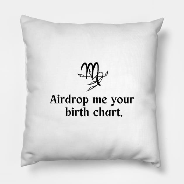 Virgo Symbol - Airdrop Me Your Birth Chart Pillow by TheCorporateGoth