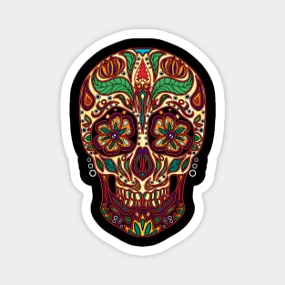 Mexican sugar skull, Day of the Dead hand-drawn floral skull Magnet