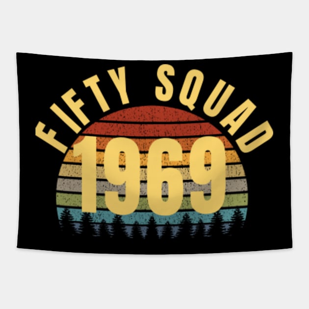 Fifty Squad 50th Birthday Gift Vintage Retro Sun 1969 Tank Top Tapestry by KnMproducts