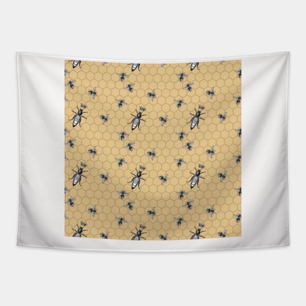 Bee Mask Honeycomb Beekeper Tapestry by DANPUBLIC