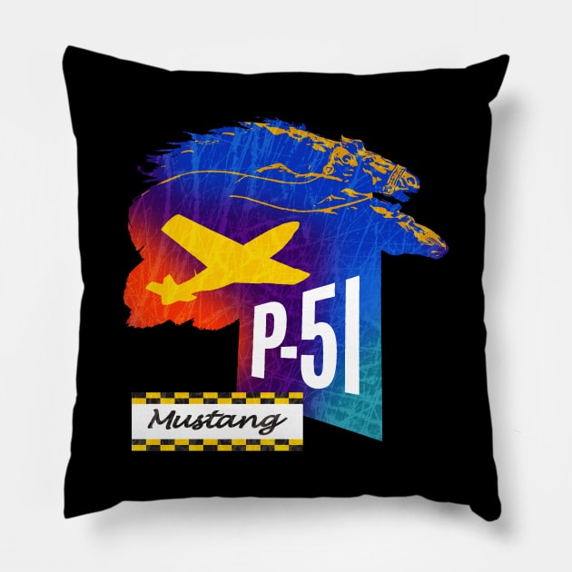 p51 Mustang Aircraft USA Pillow by Midcenturydave