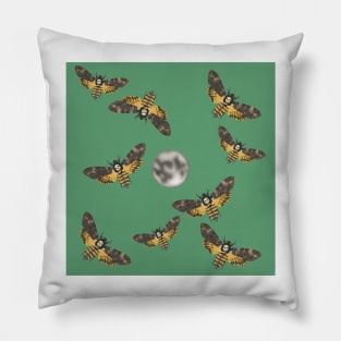 Death's Head Moth and Moons Sage Pillow