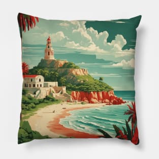 Isla Aguada Campeche Mexico Tourism Travel Vintage Pillow