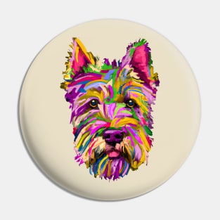 Adorable Terrier Dog Beautiful Painting Pin