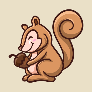 cute squirrel holding a nut T-Shirt