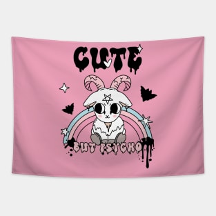 Kawaii Gothic Cute But Psycho Goat Tapestry