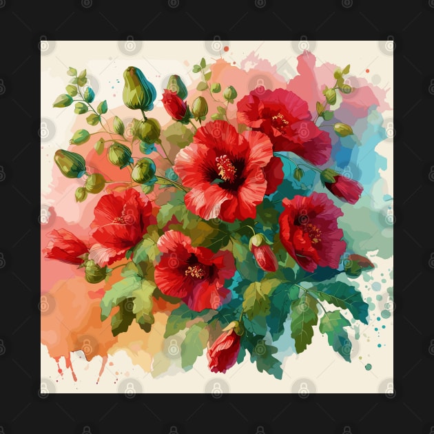Red Hibiscus Flowers by Jenni Arts