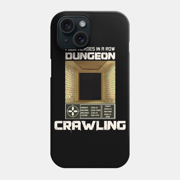 Four heroes in a row dungeon crawling rpg screen and menu options white text Phone Case by The Star-Man