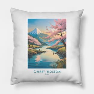 Vintage Retro Cherry Blossom Art Japan Pillow