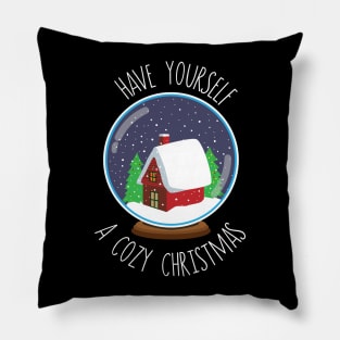 Cozy Cabin Christmas Snowglobe Design Pillow