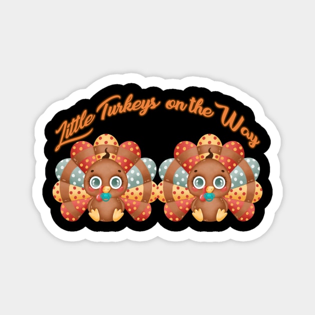 Little Turkeys on the Way- Twin Pregnancy Magnet by WalkingMombieDesign