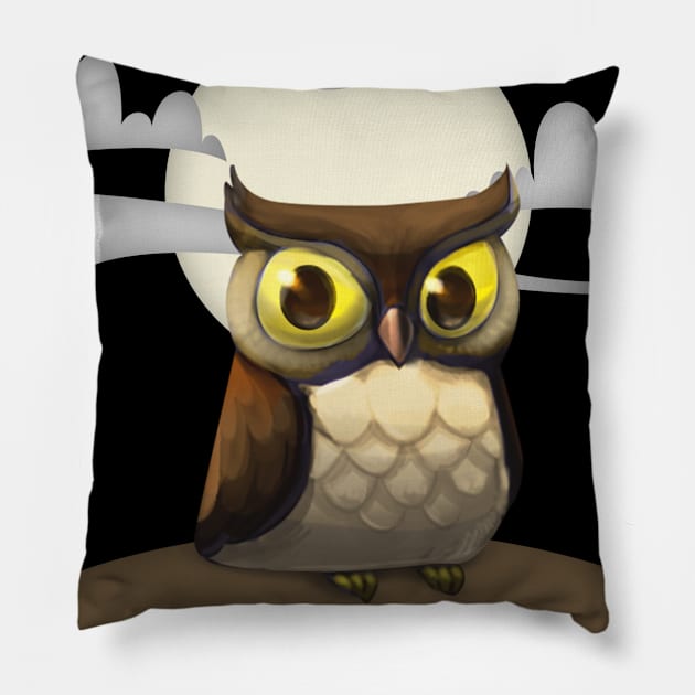 Cute Owl Full Moon Halloween Design Pillow by Up 4 Tee