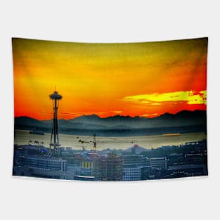 Seattle sunset Tapestry