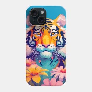 Tropical Tiger with Flowers Design Phone Case