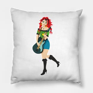 Girl playing the guitar Pillow