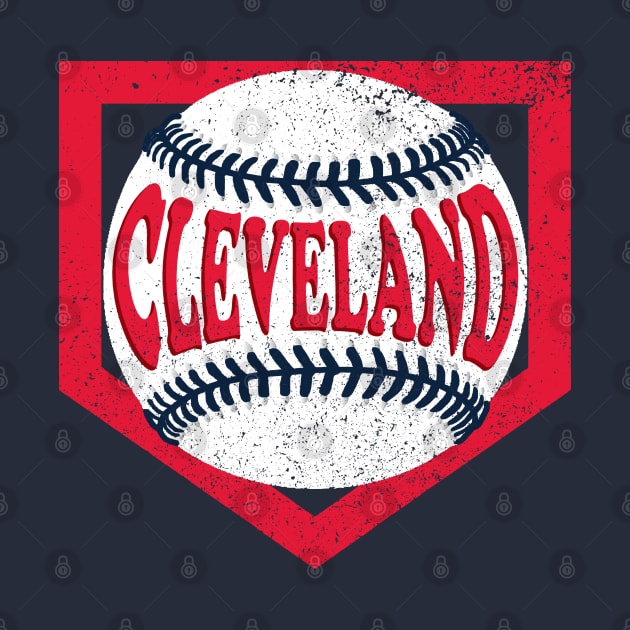 Cleveland Baseball and Diamond - Blue and Red by MulletHappens