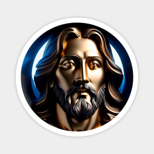 The face of Jesus in golden sculpture  style Magnet